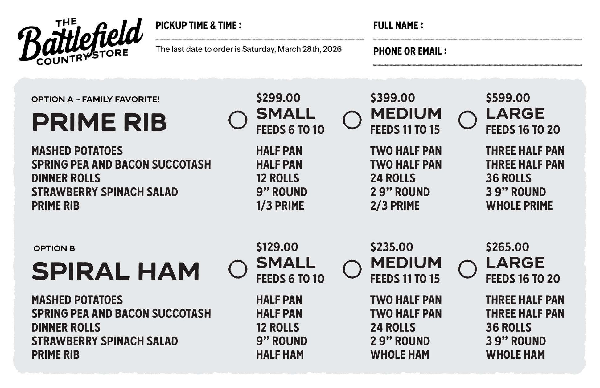 Easter Dinner Package