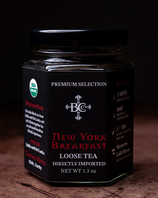 New York Breakfast loose leaf tea jar