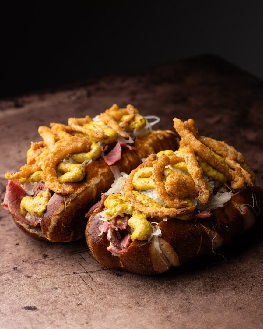 Levi's Pastrami Pretzel Rolls